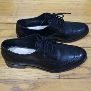 Cole Haan Black Leather Lace-up Oxfords
